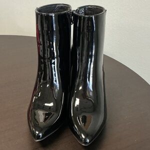 Sugar Black Patent Ankle Boots